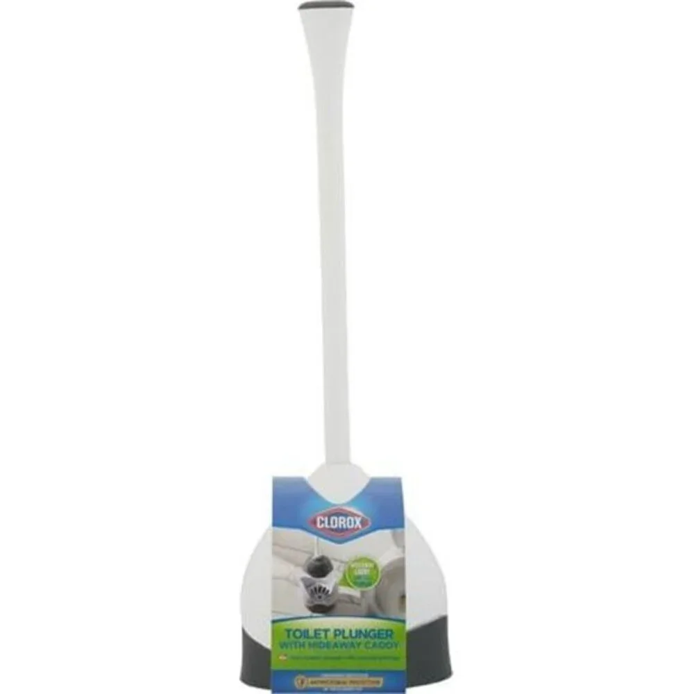 Clorox Toilet Plunger with Holder Heavy Duty Bathroom Caddy Organizer Set
